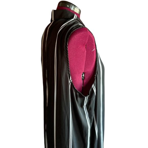Womens Top Size XL Black Stripe Tank Duster Open Jacket Collar Professional Work - Picture 5 of 8
